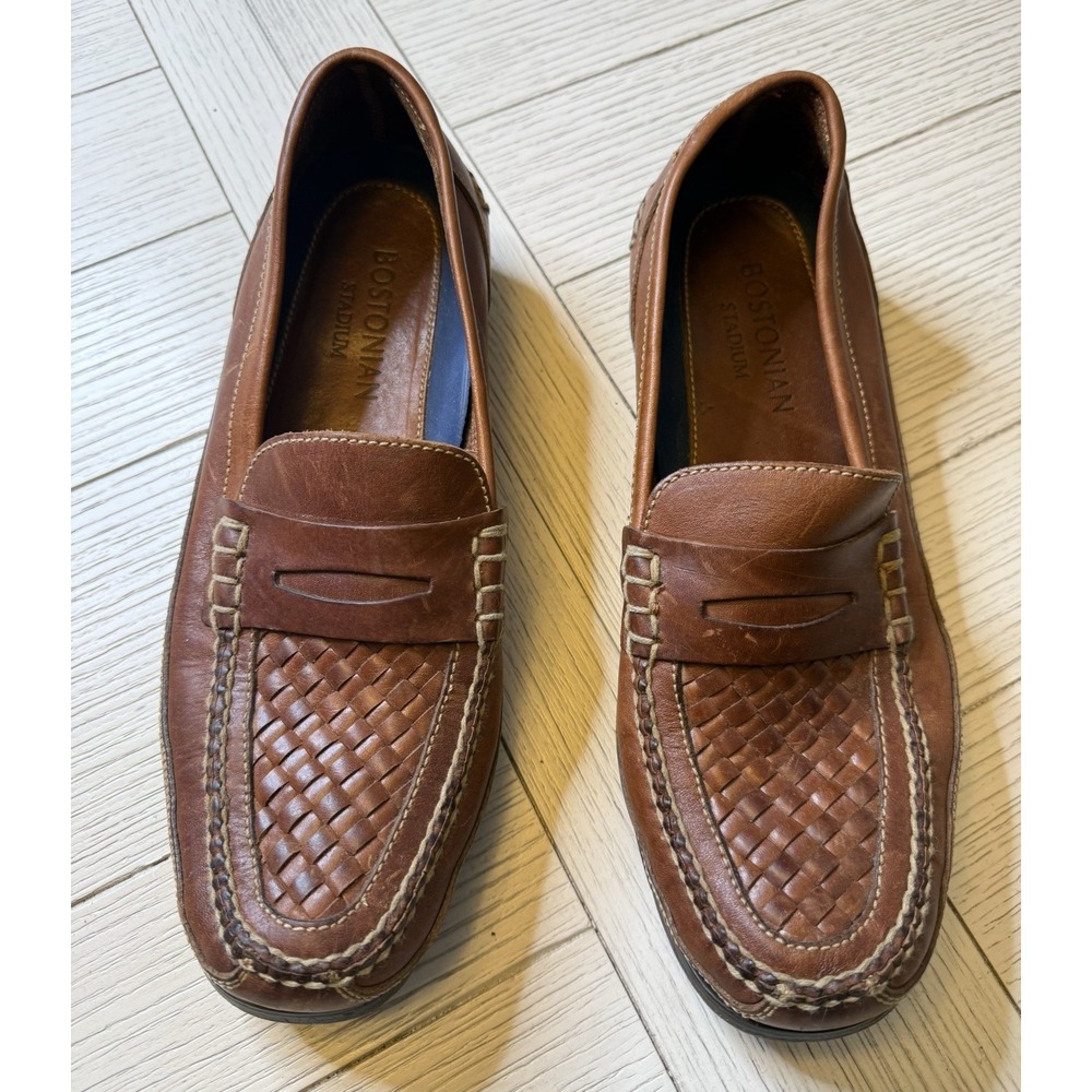 Bostonian Stadium Penny Loafer Brown Woven Leather 21633 First‎ Flex Men 10.5 M